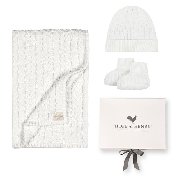 Organic Cable Knit 3-Piece Boxed Gift Set