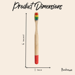 Bamboo toothbrush with measurement scale on a beige background